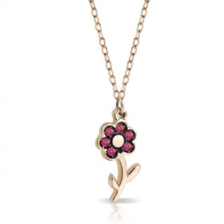 Collana MYCHARM con Fiore e Zaffiri Rosa