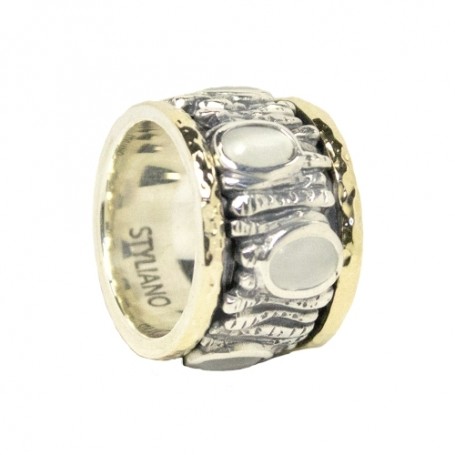 Anello Styliano Jewellery argento oro e madre perla