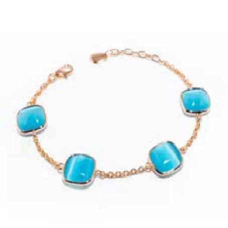 Bracciale MADI' Catene con Quarzi Azzurri