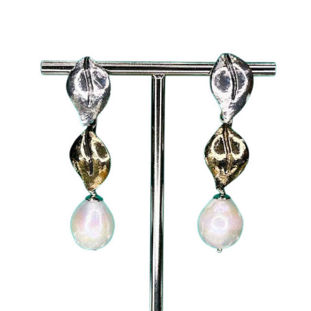 Orecchini LUNARIA Fiona Argento Bronzo e Perla