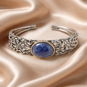 Bracciale Rigido LUNARIA Natura con Agata Blu