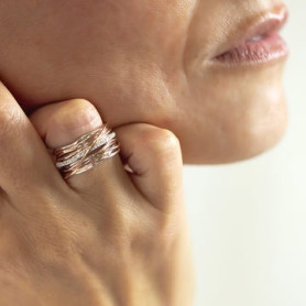 Anello Filodellavita Classic 13 fili Argento Oro e Diamanti